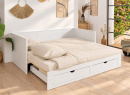 Lit banquette extensible MIHO blanc – lit double, vue en perspective