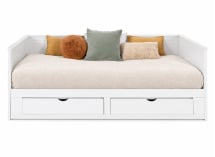 Lit banquette extensible MIHO blanc – vue de face sur fond blanc