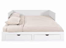 Lit banquette extensible MIHO blanc – lit double sur fond blanc