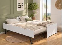 Lit gigogne LEVIS blanc – couchage supplémentaire relevé