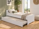 Lit gigogne LEVIS blanc – tiroir ouvert