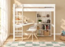 Lit mezzanine ARTHUS 90x190 blanc – bureau et bibliothèque, vue de face