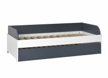 Lit banquette gigogne MANLY blanc et bleu – sans matelas, tiroir fermé