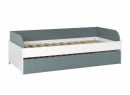 Lit banquette gigogne MANLY blanc et gris-vert – sans matelas, tiroir fermé