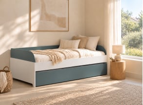 Lit gigogne banquette 90x190 MANLY - Blanc/Vert