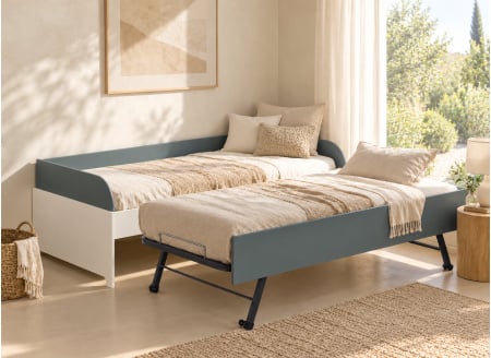 Letto estraibile divano 90x190 MANLY - Bianco/Verde