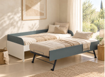 Lit banquette gigogne MANLY blanc et vert – couchage relevé