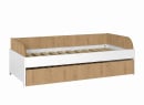 Lit banquette gigogne MANLY blanc et chêne – sans matelas, tiroir fermé