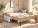 Lit banquette gigogne MANLY blanc et chêne – couchage relevé