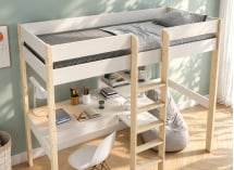 Lit mezzanine avec bureau 90x200 et fauteuil convertible CALVI - 4