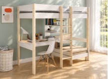 Lit mezzanine avec bureau 90x200 et fauteuil convertible CALVI - 1