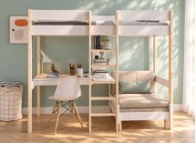 Lit mezzanine avec bureau 90x200 et fauteuil convertible CALVI - 3