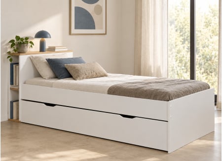 ALBI 90x200 children's bed with storage - White/Oak