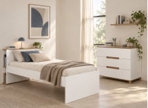 Chambre ALBI blanc et chêne – lit et commode
