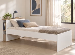 Letto per bambini con contenitore 90x200 ALBI - Bianco/Quercia