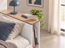 Tête de lit bibliothèque ALBI blanc et chêne – détail