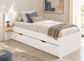 Lit gigogne 90x200 ALBI - Blanc/Chêne