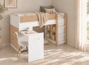 Lit MANLY blanc et chêne – bureau ouvert en ambiance