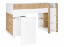 Lit MANLY blanc et chêne – bureau ouvert sur fond blanc