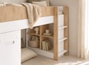 Lit MANLY blanc et chêne – échelle et rangements