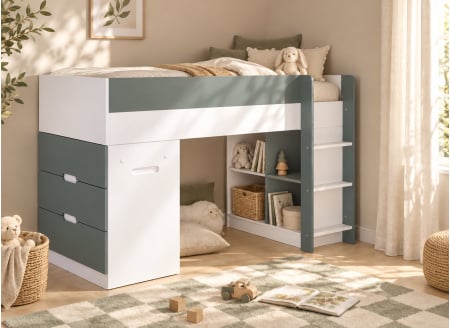Lit MANLY vert – bureau fermé en ambiance
