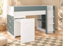 Lit mi-hauteur MANLY vert – bureau ouvert en ambiance
