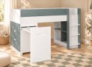 Lit mi-hauteur MANLY vert – bureau ouvert en ambiance