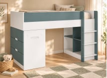 Lit mi-hauteur MANLY vert – bureau fermé en ambiance