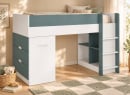 Lit mi-hauteur MANLY vert – bureau fermé en ambiance