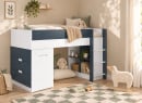 Lit mi-hauteur MANLY bleu – bureau fermé