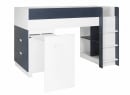 Lit mi-hauteur MANLY bleu – bureau ouvert sur fond blanc