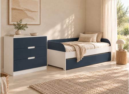 Commode MANLY bleu avec lit banquette assorti