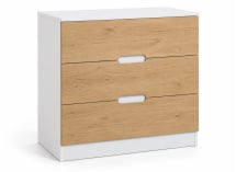 Commode MANLY blanc et chêne – vue de trois quarts