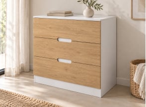 Cassettiera 3 cassetti MANLY - Bianco/Rovere