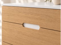 Commode MANLY blanc et chêne – détail de la prise de main