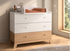 Cómoda con cambiador EKKO - Blanco/Roble