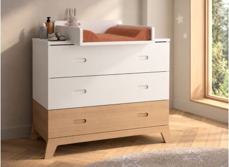 Commode à langer EKKO - Blanc/Chêne - 1
