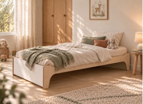 Lit enfant 90x190 KALIX - Blanc/Bois