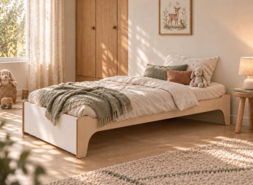 Cama infantil 90x190 KALIX - Blanco/Madera