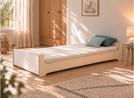 Lit enfant 90x190 KALIX - Blanc/Bois 2