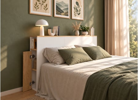 BILLIE 160 cm Double Headboard White/Oak