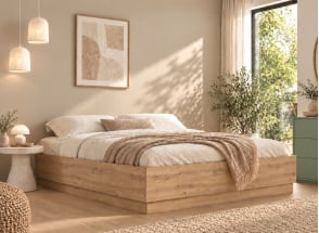 Lit coffre 140X190 KAREL - Chêne Blond - 1