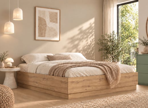 Lit coffre 140X190 KAREL - Chêne Blond