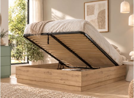 Cama cofre 160x200 KAREL - Roble Claro