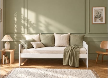 lit banquette LIVIO blanc vue de face