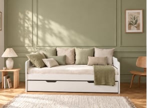 LIVIO Wood Trundle Daybed 90x200 - White