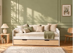 Letto divano con letto estraibile 90x200 LIVIO - Bianco/pino