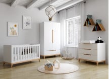 Chambre bébé complète VOLT - Blanc/Hêtre  - 1