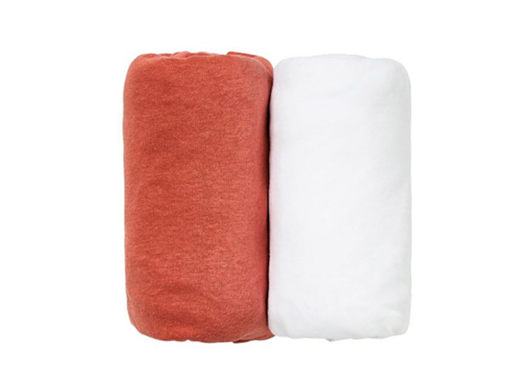2 Draps housse bébé 60x120cm LEO - Blanc/Terracotta