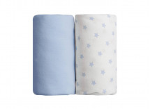 2 Draps housse bébé 60x120cm LEO - Bleu/Etoile